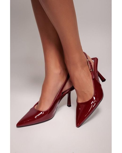 Goddiva Red Patent Slingback Heeled Court Shoes
