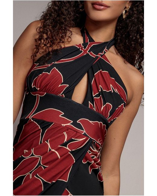 Goddiva Black Printed Crossover Midi