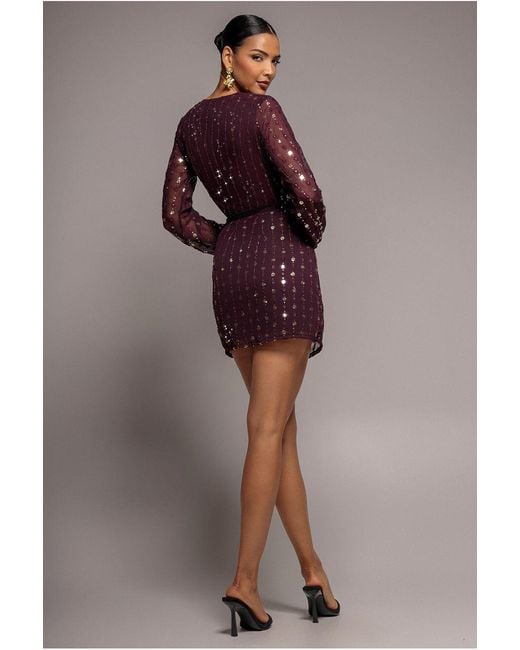 Goddiva Multicolor Wrap Over Sequin Mini Dress