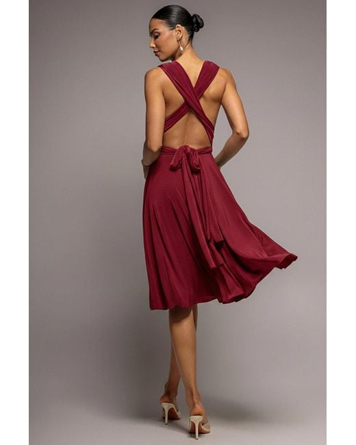 Goddiva Red Soft Touch Multi Way Open Back Midi Dress