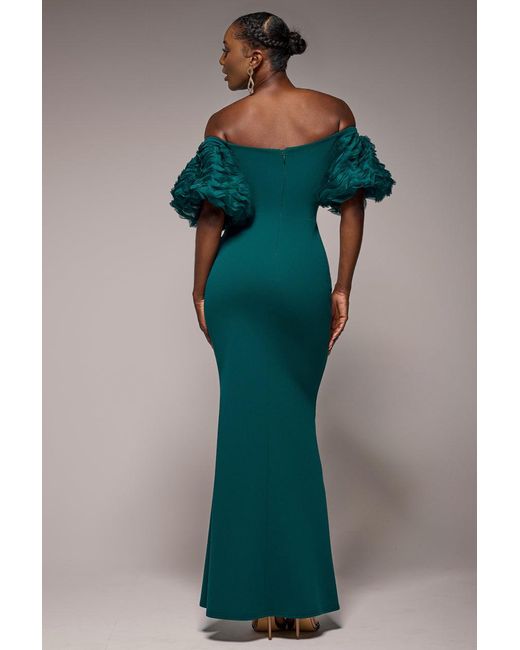 Anika | Green Off-Shoulder Puff Sleeve Maxi Dress main image 0