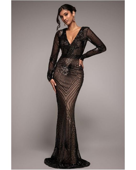 Goddiva Black Starburst Sequin Maxi