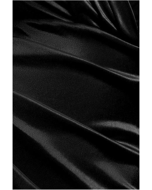 Goddiva Black Satin Off The Shoulder Maxi Dress