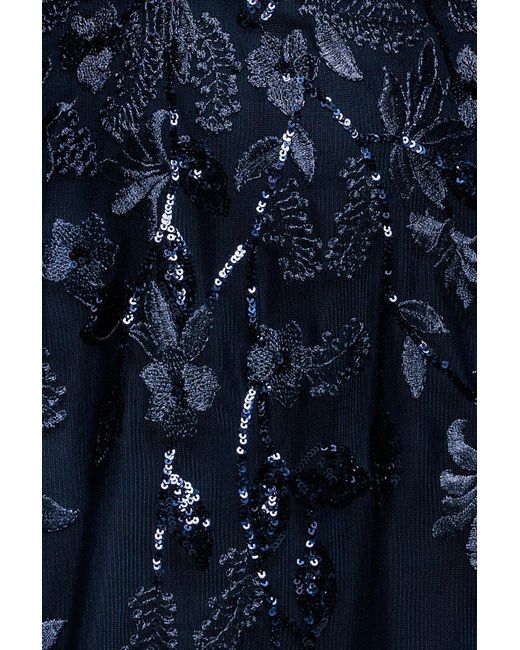 Goddiva Blue Flared Sleeve Embroidered Maxi Dress