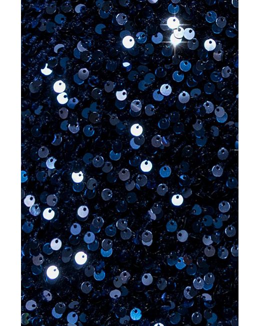 Goddiva Blue Multi Sequin & Velvet Bardot Midi Dress