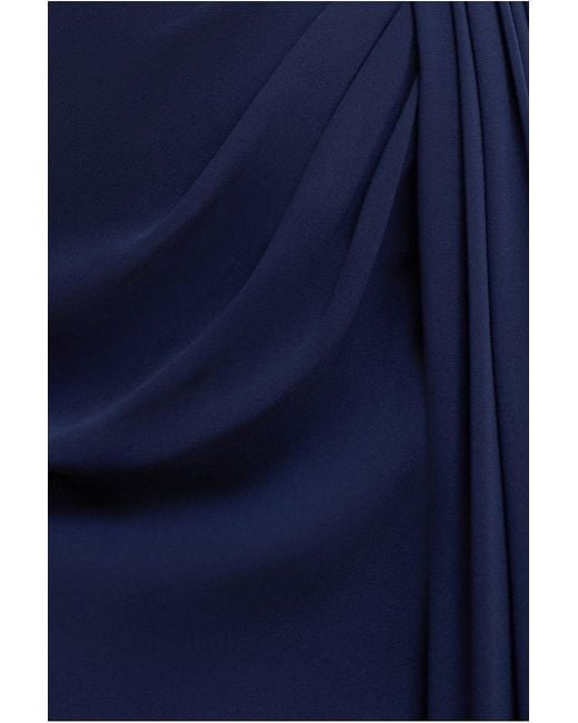 Goddiva Blue Halterneck Thigh Split Chiffon Maxi Dress