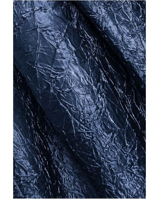 Goddiva Blue Crushed Satin Sleeveless A Line Midi Dress