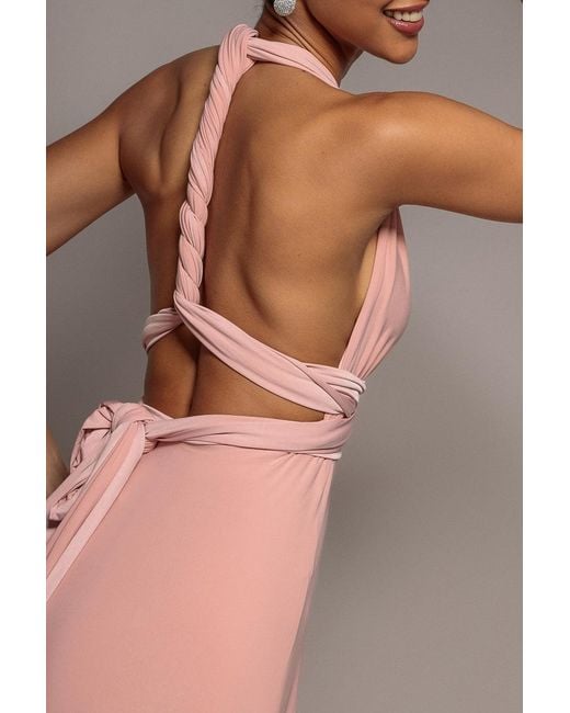 Goddiva Brown Multiway Tie-Up Maxi Dress