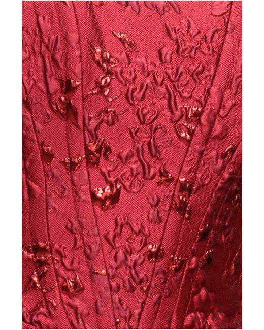 Goddiva Red Corset Balloon Skirt Lace Up Back Mini Dress