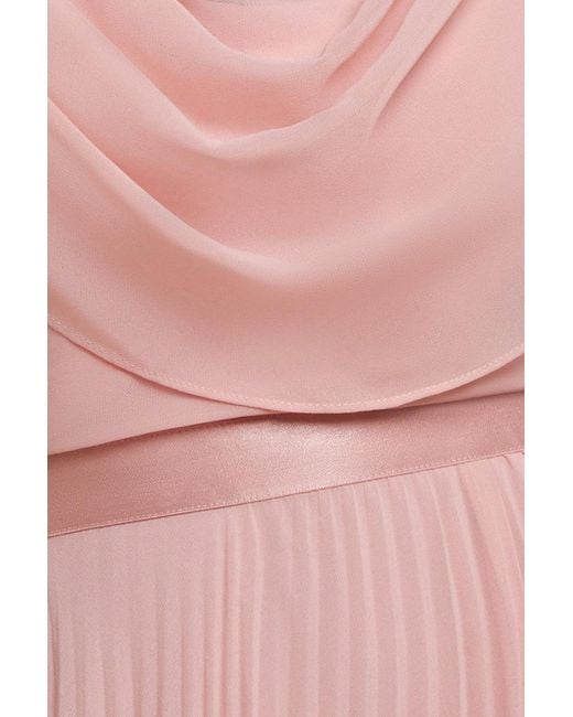 Goddiva Pink Cowl Neck One Shoulder A Line Chiffon Maxi Dress