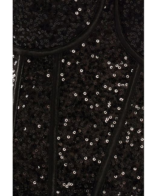 Goddiva Black Sequin Corset Tulle Gathered Midaxi Skirt & Soft Touch Jersey Scarf