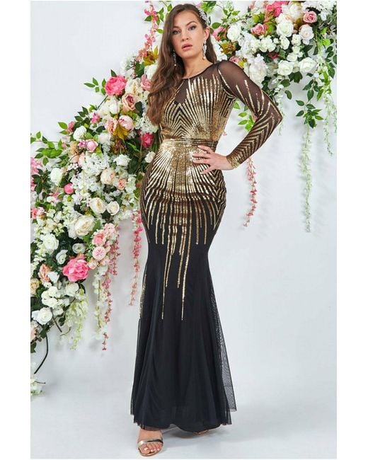 Black and gold sequin maxi dress outlet