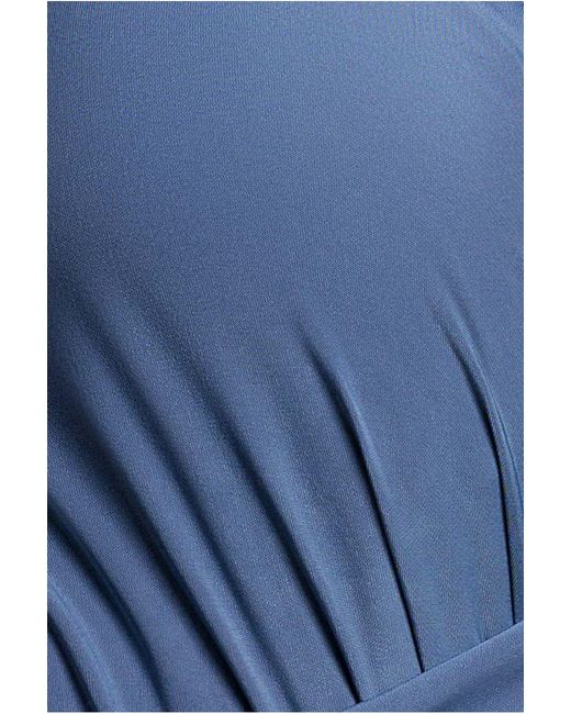 City Goddess Blue Wrap Front Maxi Slip Dress With Waist Tie-Up
