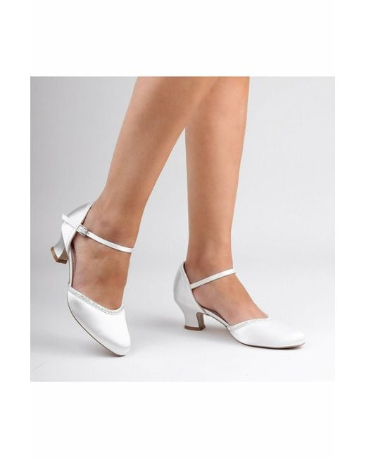 Paradox London Satin Alfie Low Heel Court Shoes in Ivory (White) Lyst UK