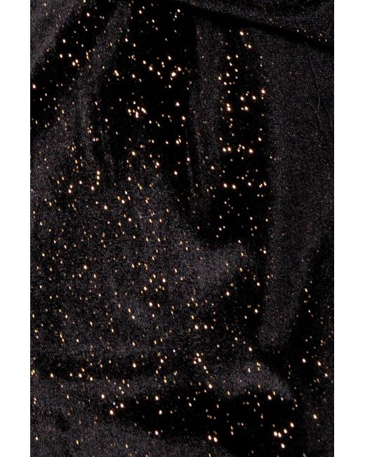 Goddiva Black Shimmer Velvet Bardot Maxi Dress