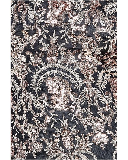 Goddiva Multicolor Bardot Sequin Embroidered Maxi Dress