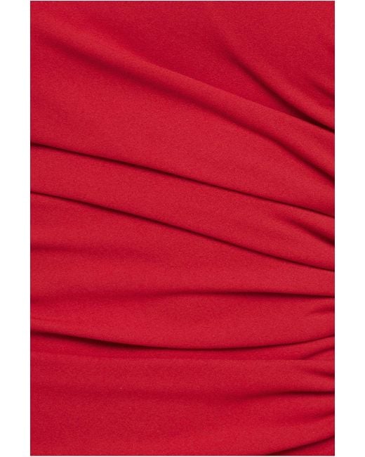 Goddiva Red Scuba Crepe Bandeau Maxi With Diamante Necklace