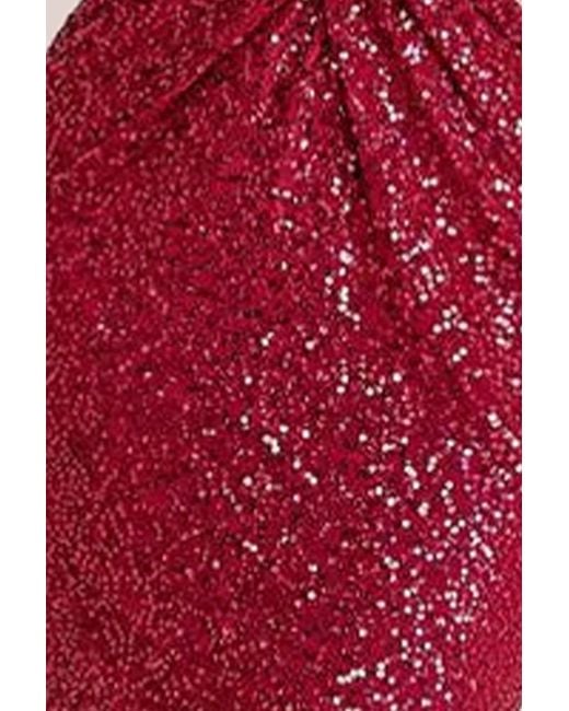 Goddiva Red Twisted Front Sequin Maxi