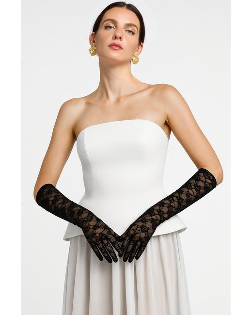 Goddiva White Stretch Lace Gloves