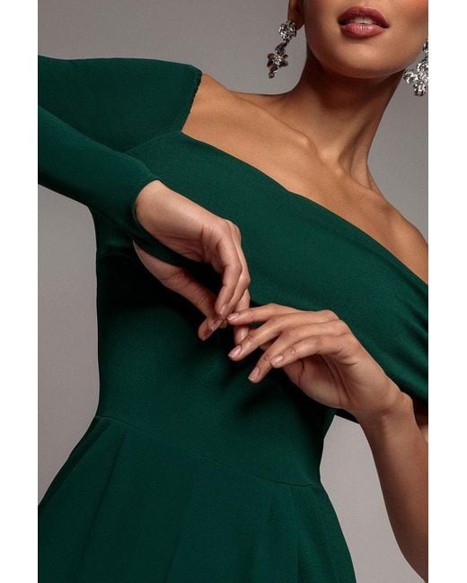 Goddiva Green One Shoulder Scuba Romper