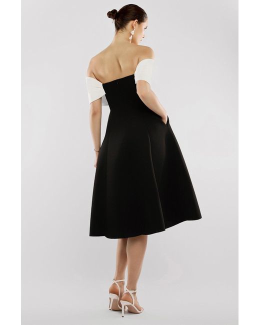 Goddiva Black Bow Off The Shoulder A Line Midi Dress
