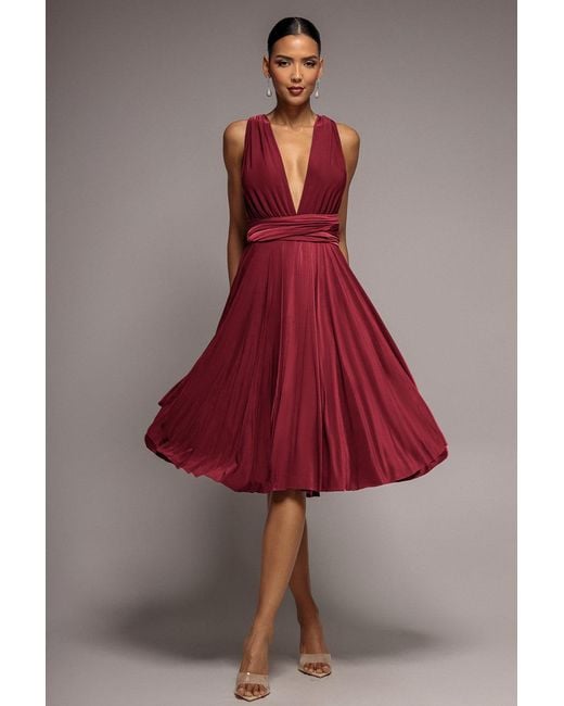 Goddiva Red Soft Touch Multi Way Open Back Midi Dress