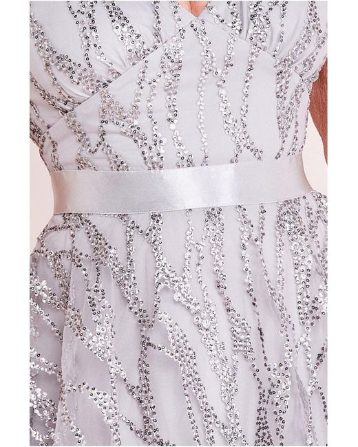 Goddiva Pink Embroidered Mesh Layered Midi