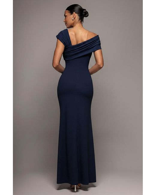 Goddiva Blue One Shoulder Evening Maxi Dress