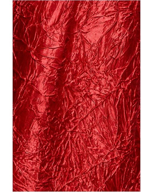 Goddiva Red Crushed Satin Sleeveless A Line Midi Dress