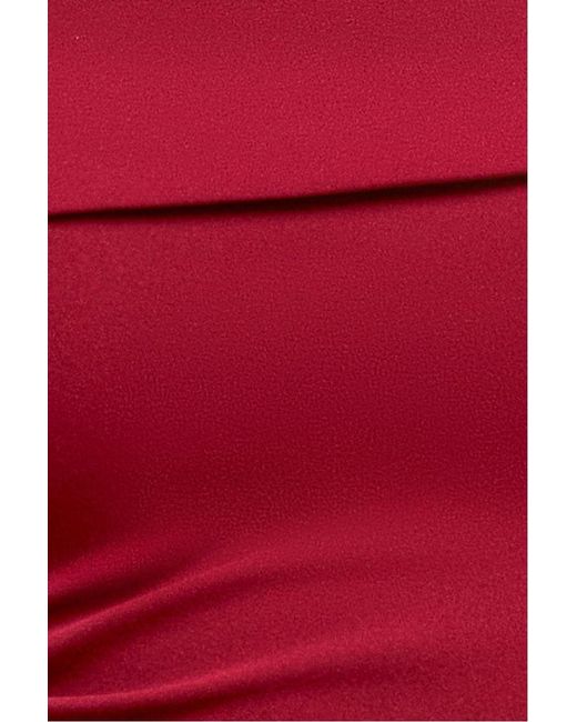 Goddiva Red Off The Shoulder Pleated Waist Maxi Dress