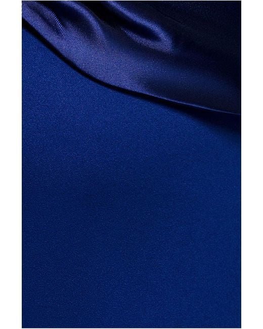 Goddiva Blue Satin Twist One Shoulder Maxi Dress