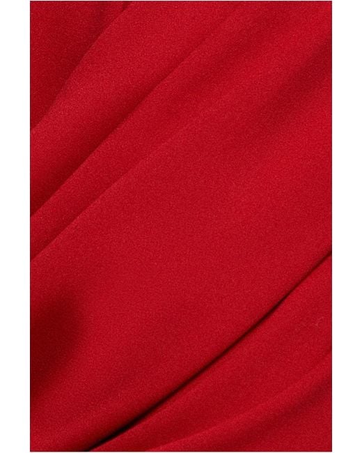 Goddiva Red V Neck Cowl Back Pleated Sleeve Scuba Maxi Dress