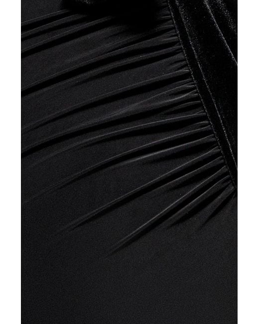 Goddiva Black Open Back Cowl Neck Gathered Maxi Dress With Velvet Tie Back