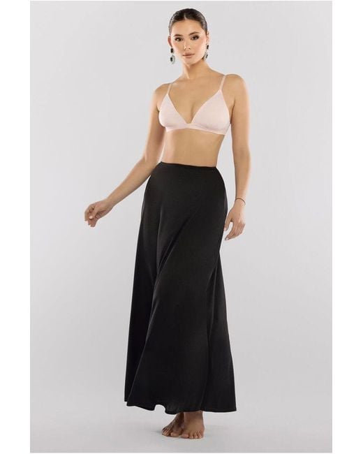 Goddiva Black Jersey Lining Maxi Skirt