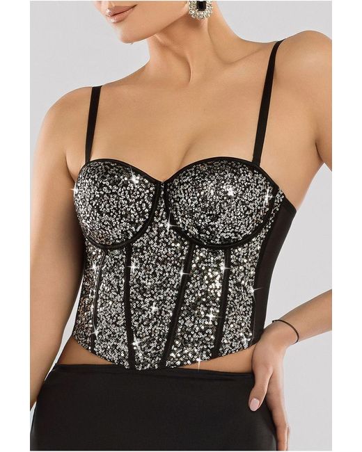 Goddiva Black Sequin Corset