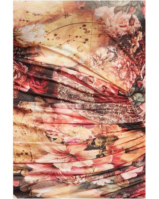 Goddiva Natural Asymmetric Gathered Skirt Midi Dress