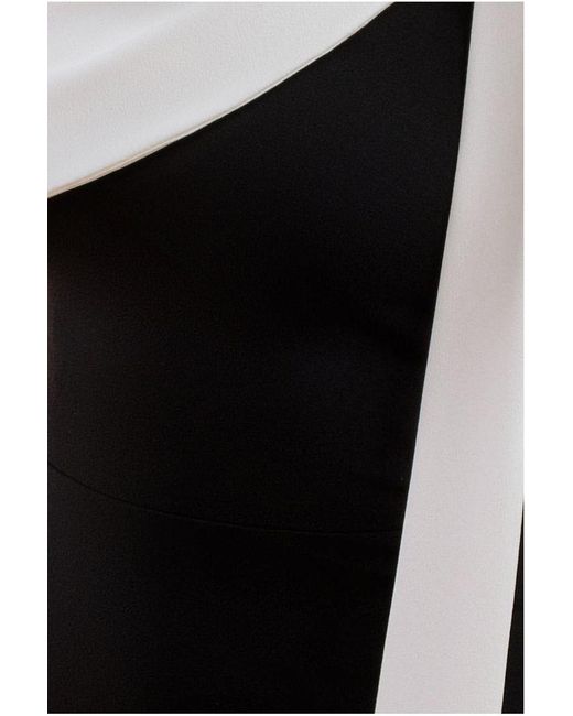 Goddiva Blue One Shoulder Contrast Bow Maxi Dress