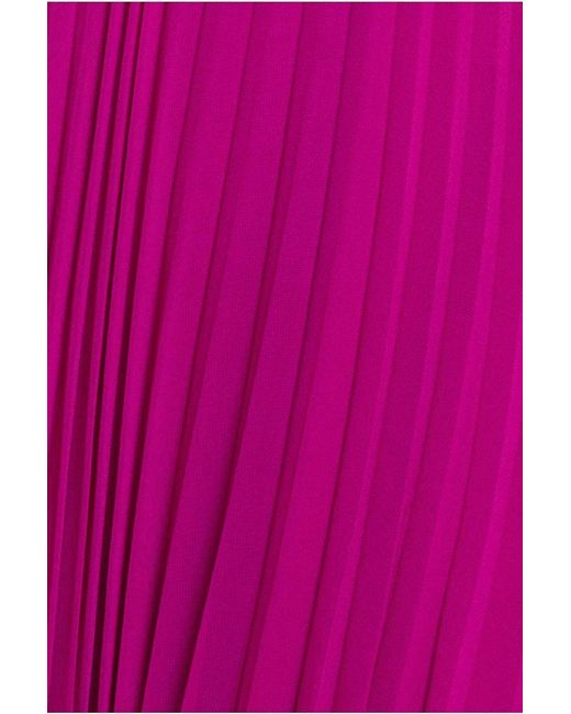 Goddiva Pink Cowl Neck Pleated A-Line Chiffon Midi Dress