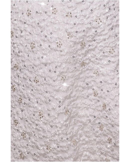 Goddiva White Bead Embellished Jacquard Skater Mini Dress