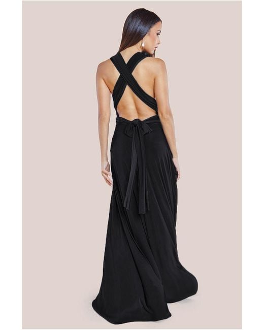 Goddiva Black Multiway Tie-Up Maxi Dress