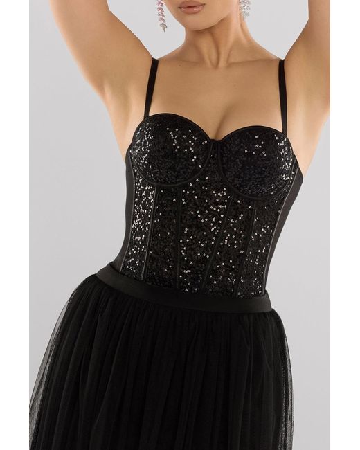 Goddiva Black Sequin Corset