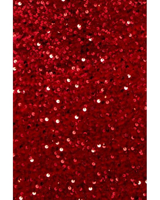 Goddiva Red Multi Sequin & Velvet Bardot Maxi Dress