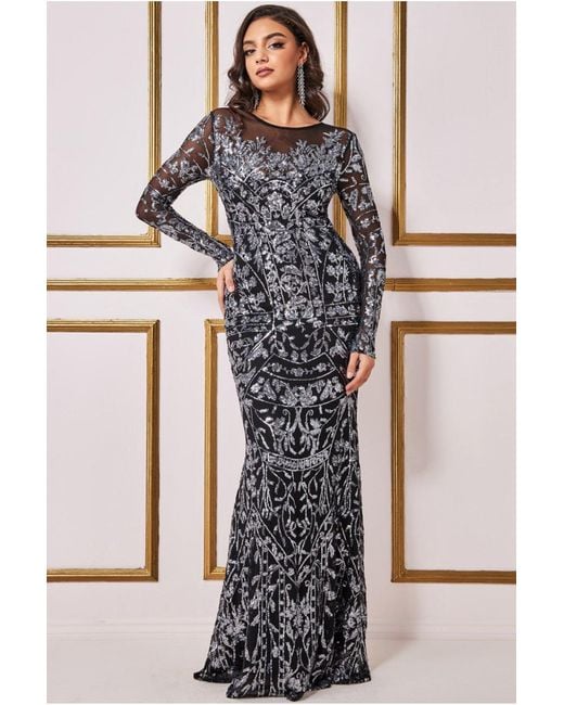 Sequin Mesh Maxi Dress Mesh Maxi Dress Mesh Occasion Dress Goddiva  Embroidered Sequin