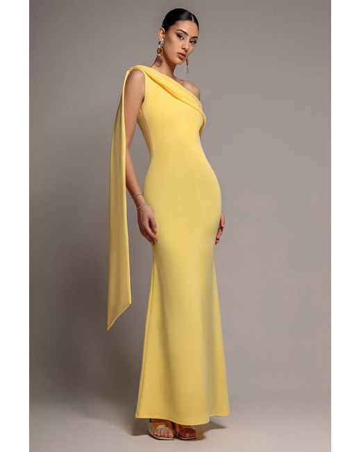 Goddiva Multicolor Sash One Shoulder Bardot Maxi Dress