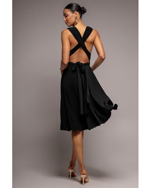Goddiva Black Soft Touch Multi Way Open Back Midi Dress
