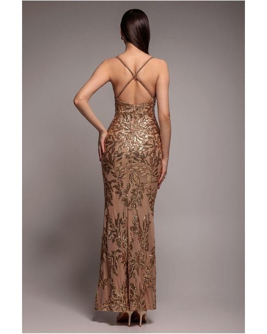 Goddiva Pink Diamante Strap Sequin Maxi Evening Dress