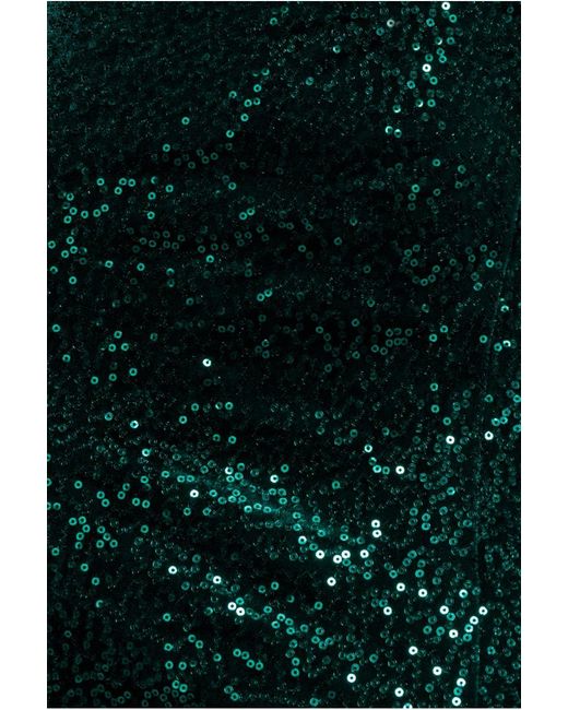 Goddiva Green Sequin Velvet Bandeau Maxi Dress