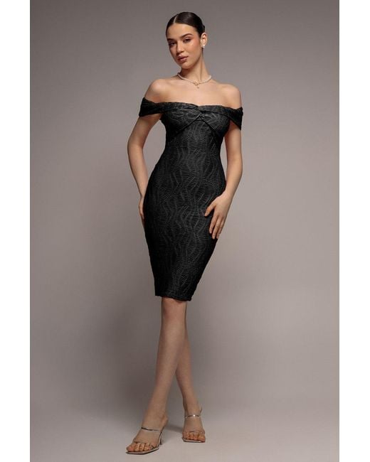 Goddiva Blue Front Knot Twist Midi Dress