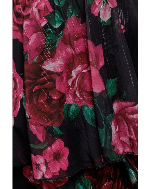 Goddiva Pink Layered Floral Midi Flutter Sleeves