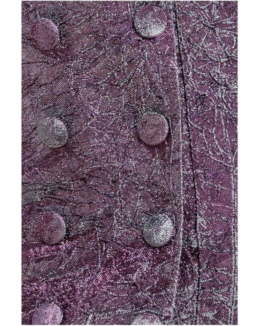 Goddiva Purple Iridescent Foil Print Blazer Mini Dress